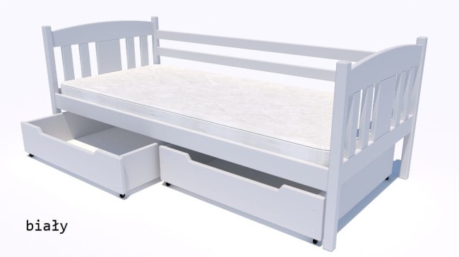 białe łóżko dla dzieci Oliwia Premium pojedyncze drewniane z litego drewna sosnowego dla dziewczyni dla chłopca od producenta Valor Meble.jpg