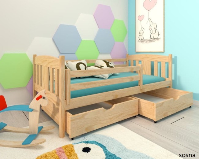 łóżko dla dieci Oliwia Premium kolor naturalny sosna od producenta Valor Meble solidne drewniane łóżko na lata.jpg
