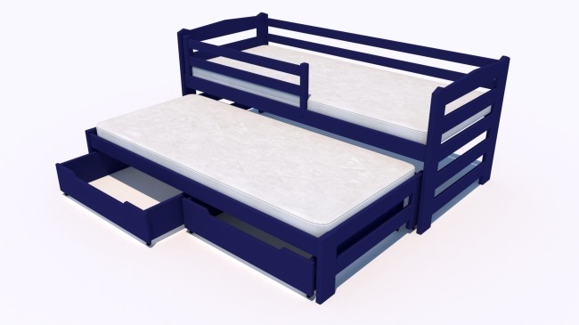 Łóżko podwójne wysiwane Sara Premium z drewna litego z szufladami od producenta Valor Meble kolor granatowy.jpg
