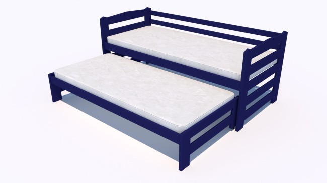 Łóżko podwójne wysiwane Sara Premium z drewna litego z szufladami od producenta Valor Meble kolor granatowy2.jpg