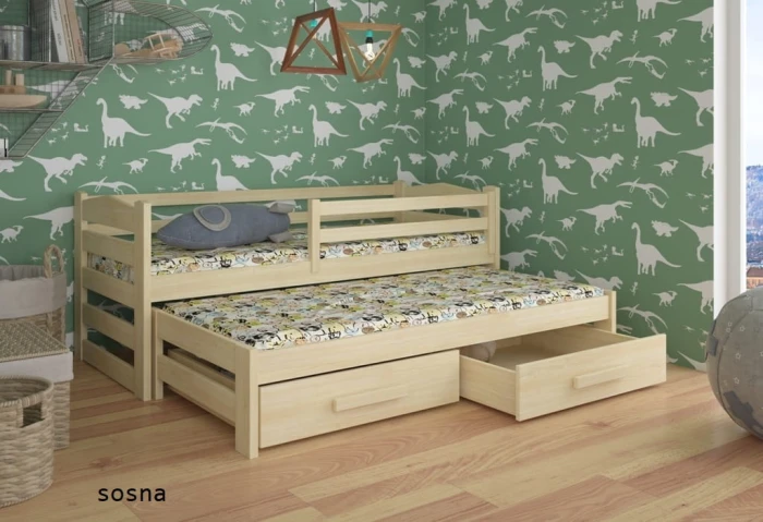 Łóżko rozsuwane - Sara PREMIUM kolor naturalny sosna