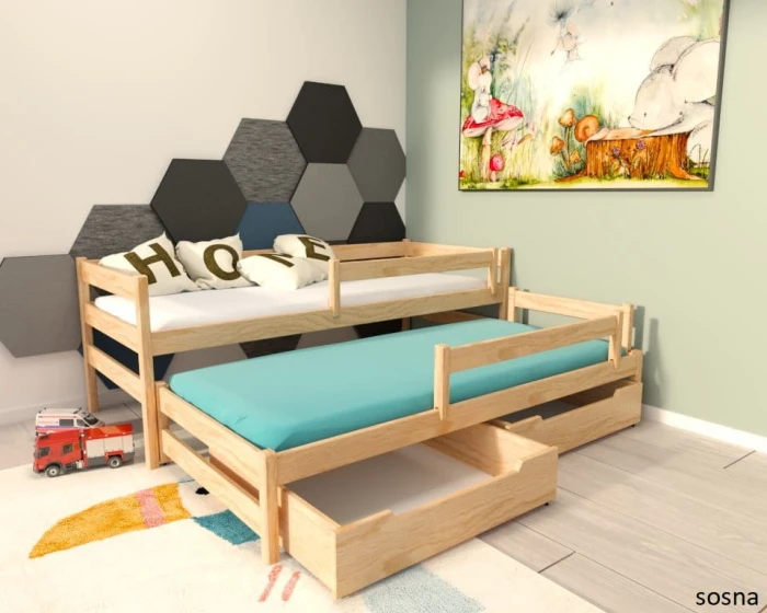 Łóżko drewniane - Maxi PREMIUM kolor naturalny- sosna