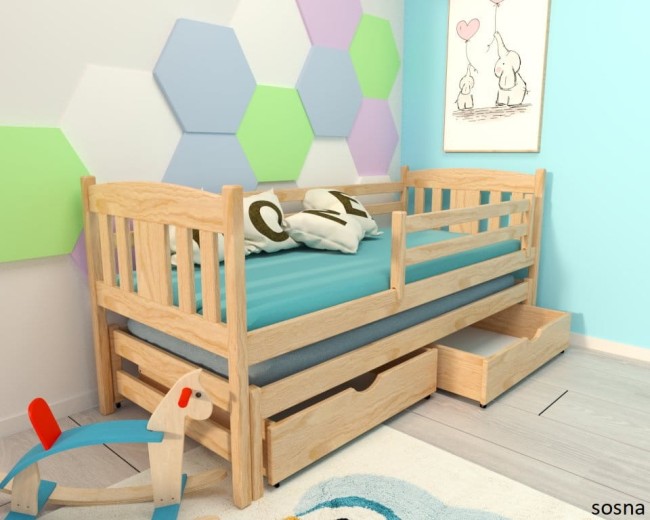 lozko podwojne wysuwane dla dzieci Alicja Premium w kolorze naturalna sosna szuflady z wcieciem od producenta Valor Meble.jpg