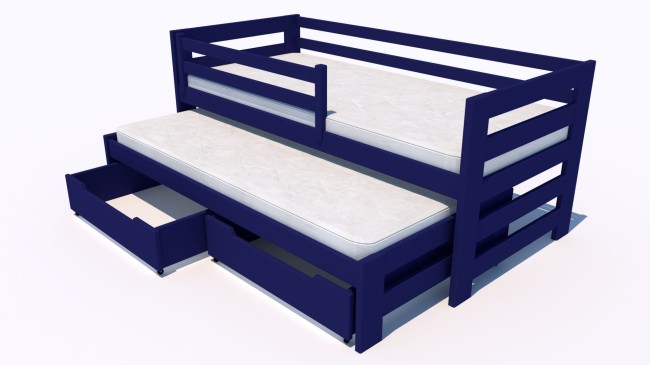 łóżko podwójne Kubi premium z drewna litego dla rodzeńswa z szufladami z materacami od Valor Meble.jpg