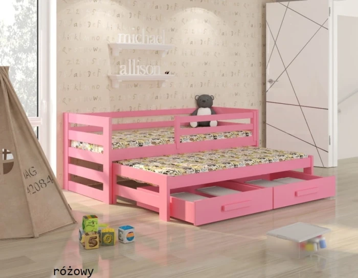 Łóżko rozsuwane - Kubi PREMIUM	kolor różowy