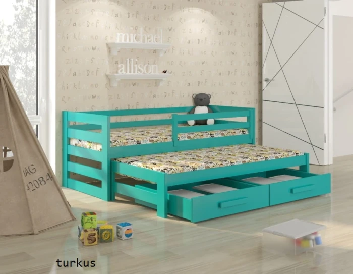 Łóżko rozsuwane - Kubi PREMIUM	kolor turkusowy