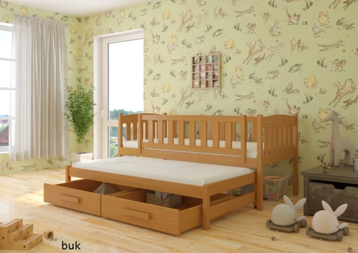 Łóżko rozsuwane - Hania PREMIUM kolor buk