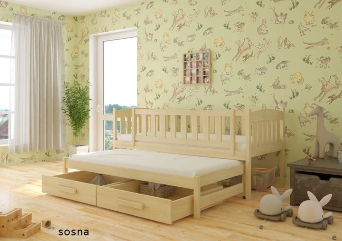 Łóżko rozsuwane - Hania PREMIUM kolor sosna-naturalny