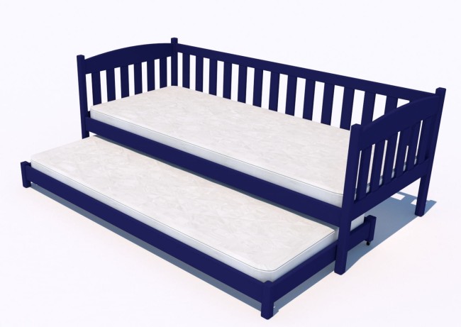 łóżko podwójne rozsuwane dla najmłodszych w kolorze granatowym Hania Low z litego drewna sosnowego solidne od producenta Valor MEble.jpg