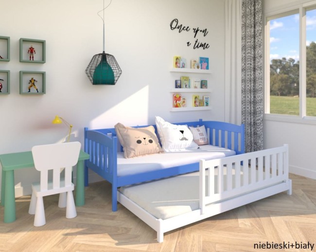 lozko podwojne z wysokimi zabezpieczeniami Hania low w kolorze niebieskim i bialym od producenta  Valor Meble.jpg