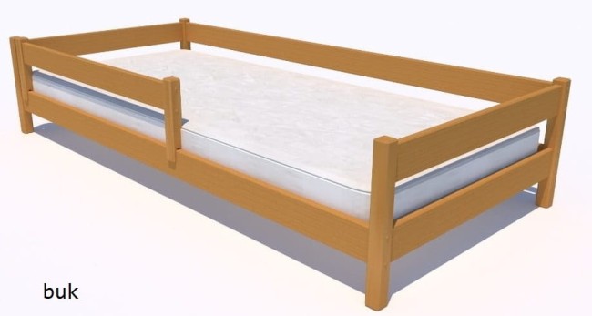 łóżko dla dzieci Mini Low w kolorze buk z niskim pokładem spania idealne dla najmłodszych z barierką ochronną solidne od producenta Valor Meble.jpg