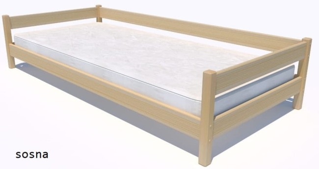 łóżko dla dzieci Mini Low w kolorze naturalnym sosna z niskim pokładem spania idealne dla najmłodszych z barierką ochronną solidne od producenta Valor Meble.jpg