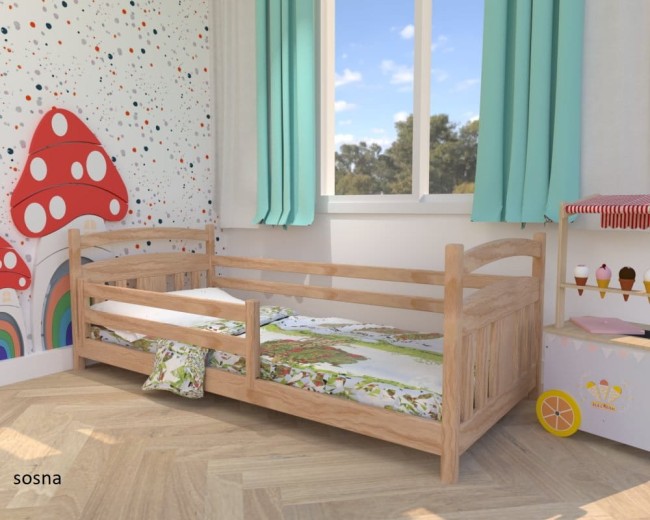 łóżko dziecięcie Tadek Low niskie łóżko dla malucha z drewna sosnowego od producenta Valor Meble kolor naturalny sosna.jpg