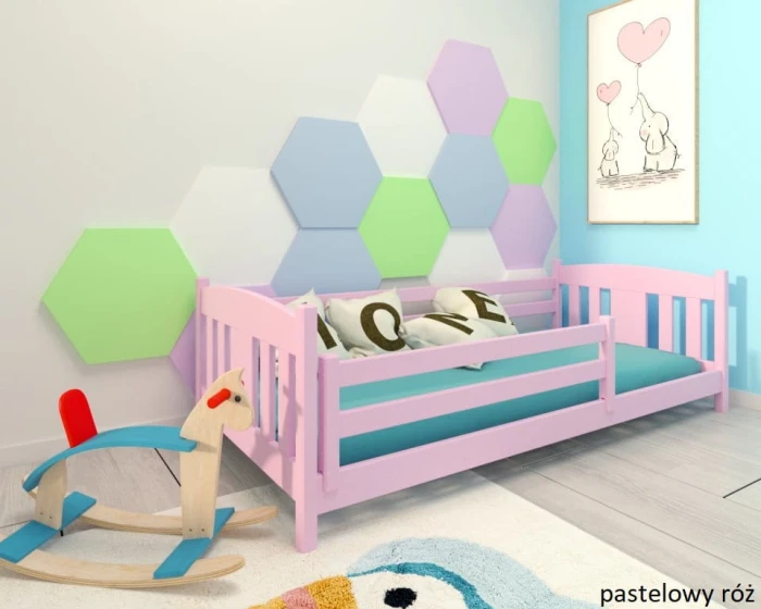 Łóżko dziecięce - Oliwia LOW PREMIUM kolor pastelowy róż