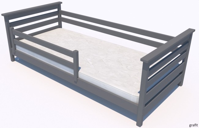 łóżko dla dwulatka exit Low a niskim pokładem spania z litego drewna od producenta Valor Meble kolor grafitowy.jpg