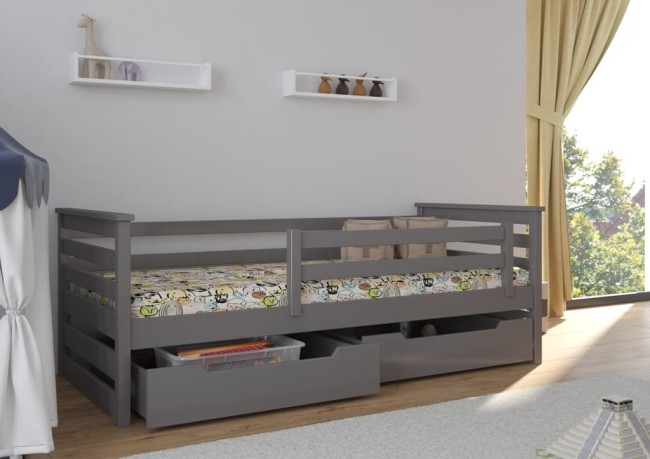 łóżko Exit Premium dla dzieci z drewna sosnowego kolor grafit.jpg