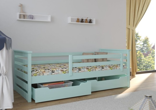 łóżko Exit Premium dla dzieci z drewna sosnowego kolor miętowy.jpg