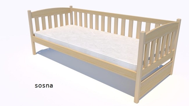 łóżeczko dla dzieci Lena Premium  bezpieczne z drewna sosnowego z barierką zdejmowalną zszufladą od producenta Valor Meble kolor naturalny sosna.jpg