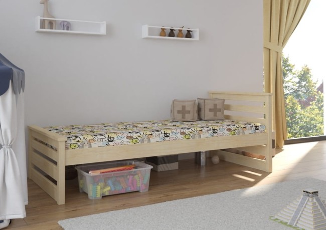 Adaś Premium łóżko pojedyncze dla dzieci i młodzieży z drewna z szufladami z barierką zabezpieczającą od producenta VAlor Meble kolor sosna.jpg
