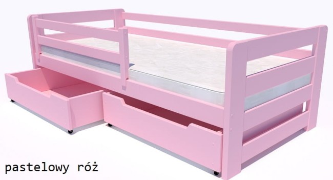 Drewniane łóżko dla dzieci Egon w kolorze pastelowy róż.jpg
