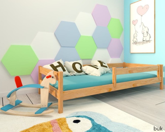 łóżko dla malucha dulatka Mini Low niskie drewniane, solidne bezpieczne w kolorze buk.jpg