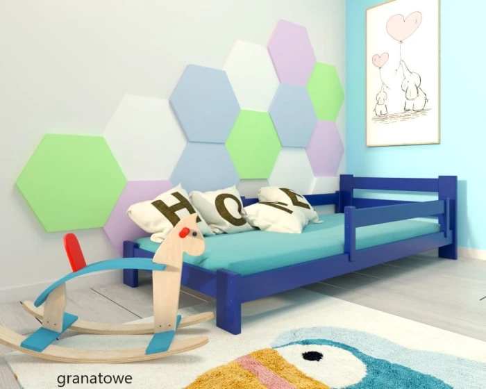 Łóżko drewniane - Paweł 2 Low PREMIUM kolor granatowy