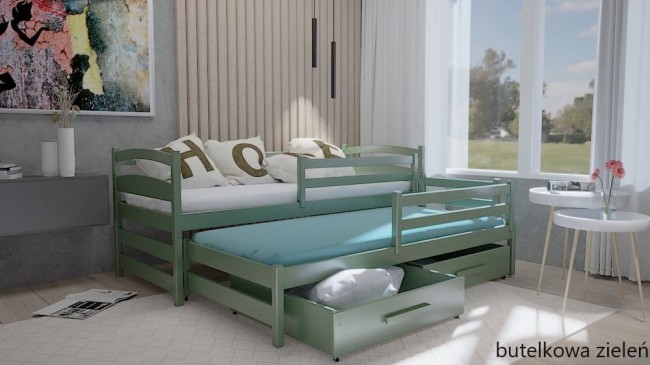 Łóżko z wysuwanym materacem dla chłopca