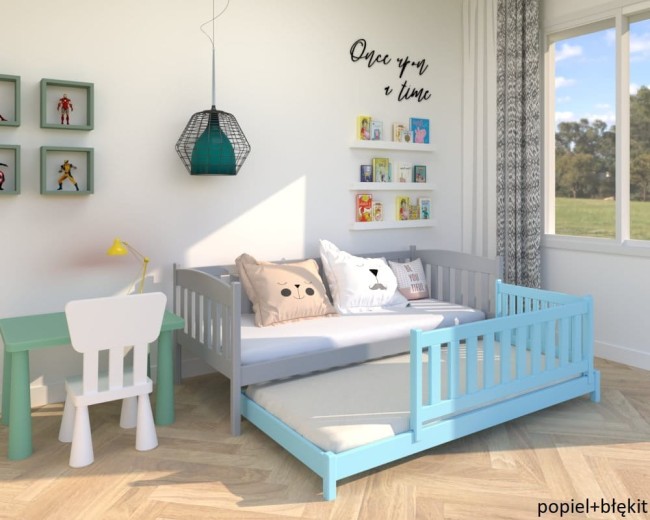 lozko podwojne z wysokimi zabezpieczeniami Hania low w kolorze popiel i blekit od producenta  Valor Meble.jpg