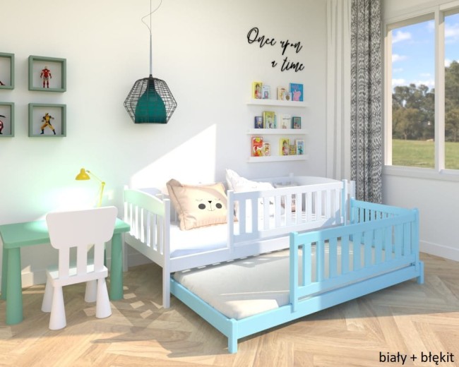 lozko podwojne z wysokimi zabezpieczeniami Hania Low w kolorze bialym i blekitnym od producenta  Valor Meble.jpg