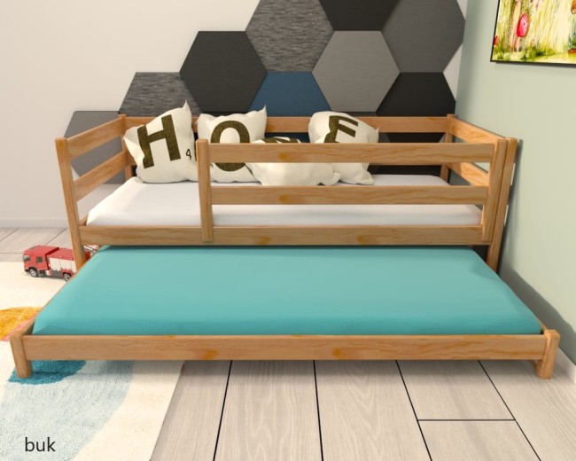 łóżko dla dzieci podwójne niskie Czarek low drewniane solidne na lata od Valor Meble kolor bukowy.jpg