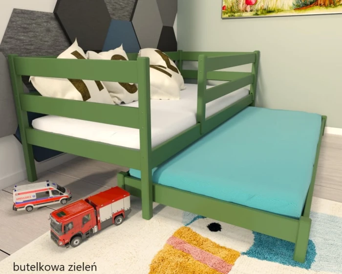Łóżko dziecięce CZAREK LOW PREMIUM kolor butelkowa zieleń