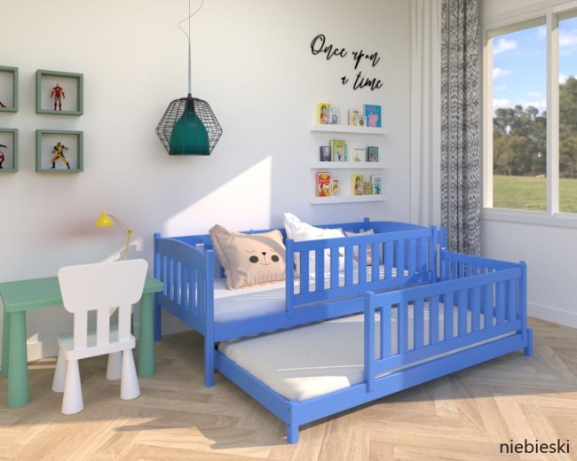 lozko podwojne niskie z wysokimi zabezpieczeniami Hania low w kolorze niebieskim od producenta  Valor Meble.jpg