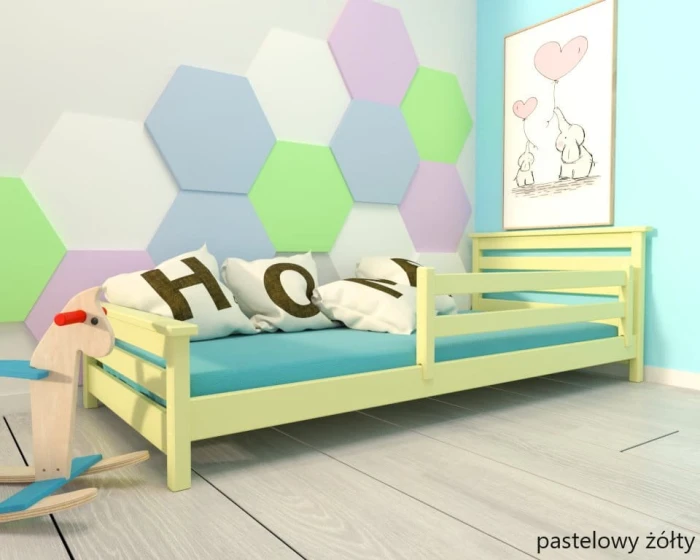 Łóżko - Adaś LOW PREMIUM kolor pastelowy żółty