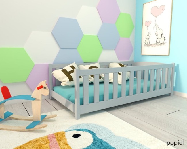 łóżeczko dla najmłodszych Beti ProSafe niskie drewniane bezpieczne, łóżeczko idealne dla dwulatka kolor popiel bez barierki.jpg