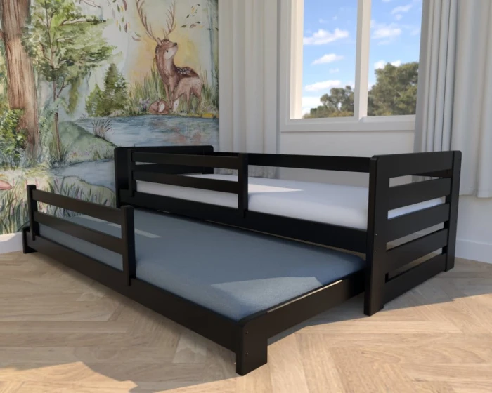 Łóżko wysuwane - Zuzia Low PREMIUM kolor czarny