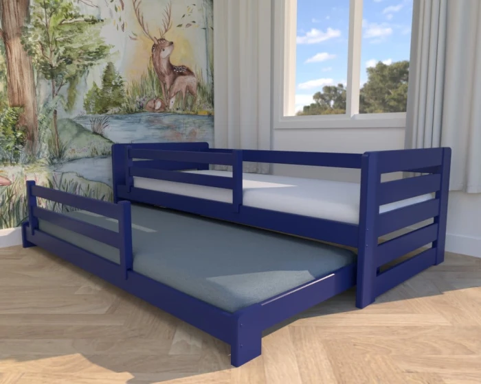 Łóżko wysuwane - Zuzia Low PREMIUM kolor granatowy
