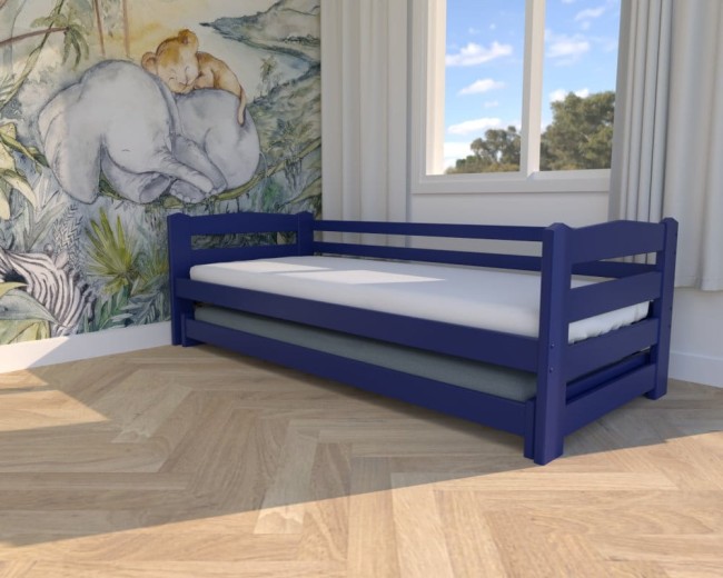 łóżko dziecięce Sara Low , łóżko podwójne dobre dla dwulatów,niskie  drewniane łóżko granaotowe  rozsuwane od producenta Valor Meble.jpg