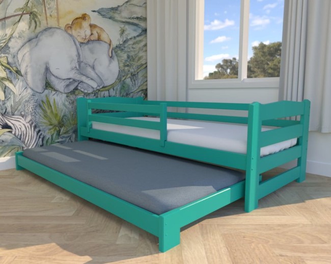 łóżko dziecięce Sara Low , niskie łóżko dla najmłodszych, drewniane łóżko wysuwane dla dzieci od producenta Valor Meble.jpg