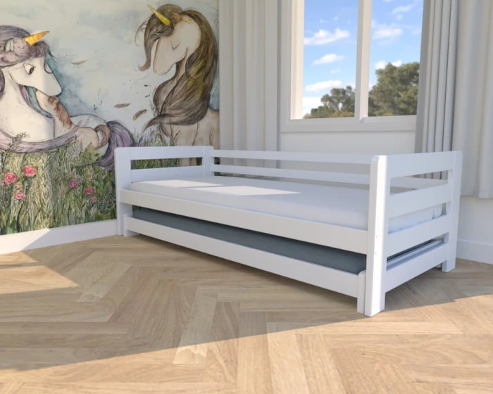 Łóżko rozsuwane - Jasio LOW PREMIUM kolor biały