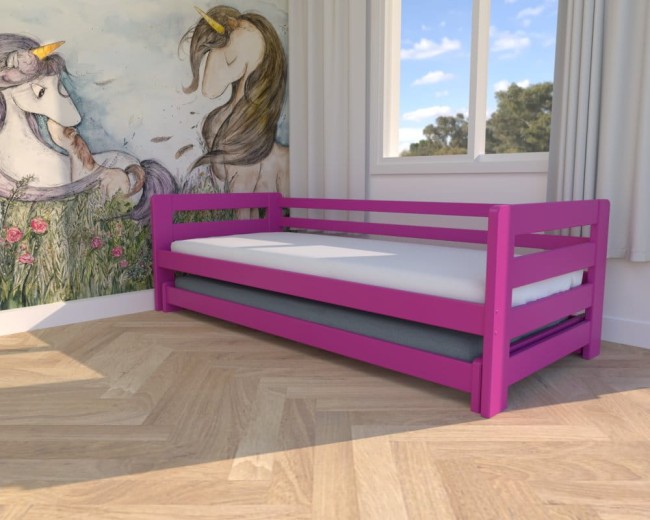 łóżko dla dzieci Jasio Low, niskie łóżko podwójne,łóżeczko dla dwóch dziewczynek, wysuwane łóżko podwójne dla najmłodszych od Valor Meble.jpg