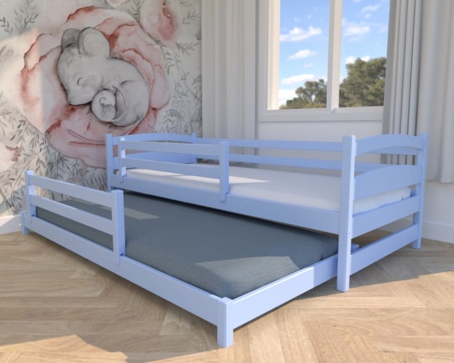 łóżko dziecięce Maja Low,niskie łóżko dla rodzeństwa, łóżko rozsuwane dla dwojga,bezpieczne drewniane łóżko dla najmłodszych od Valor Meble.jpg