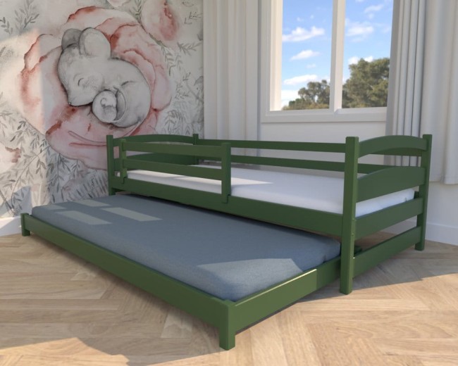 łóżo dziecięce Maja Low, niskie bezpieczne łóżeczko dla maluchów, wysuwane łóżko dwuosobowe, nowoczesne łóżko dla dzieci kolor boho od Valor M.jpg