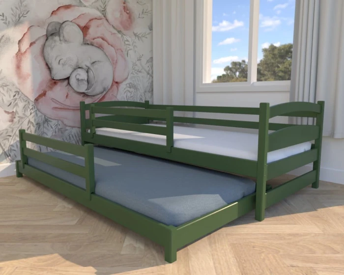 Łóżko podwójne - Maja Low PREMIUM	kolor butelkowa zieleń