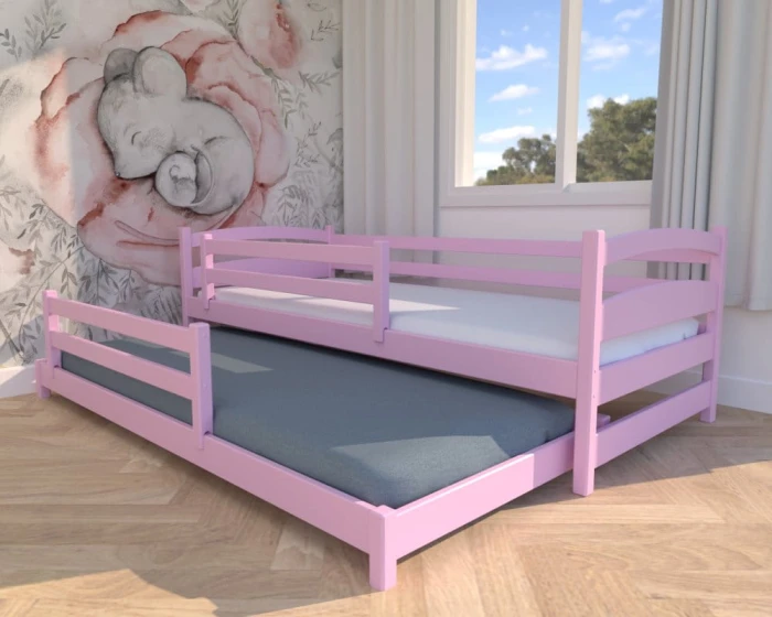 Łóżko podwójne - Maja Low PREMIUM	kolor pastelowy róż