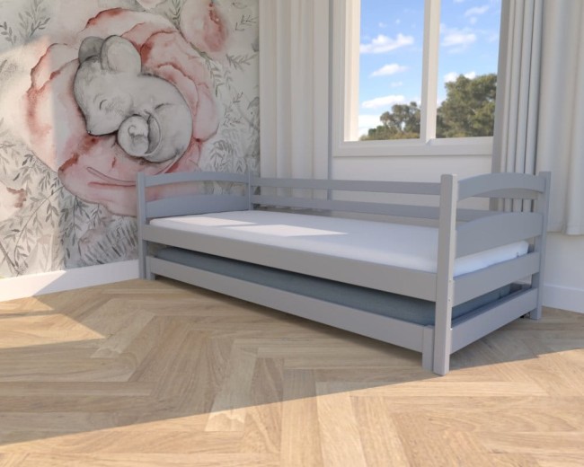 łóżeczko dla dzieci Maja Low, niskie łóżka dla chłopców i dziewczynek,wysuwane łóżko podwójne dla rodzeństwa, dla najmłodszych od producenta Valor Meble.jpg