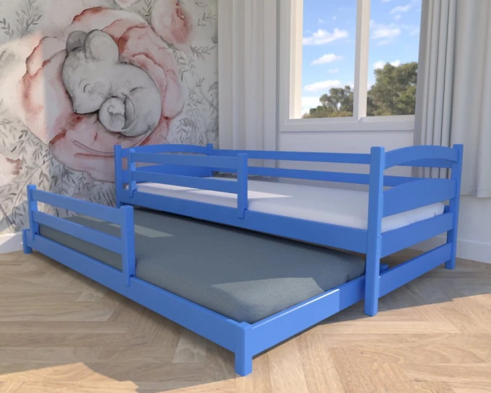 Łóżko podwójne - Maja Low PREMIUM	kolor niebieski