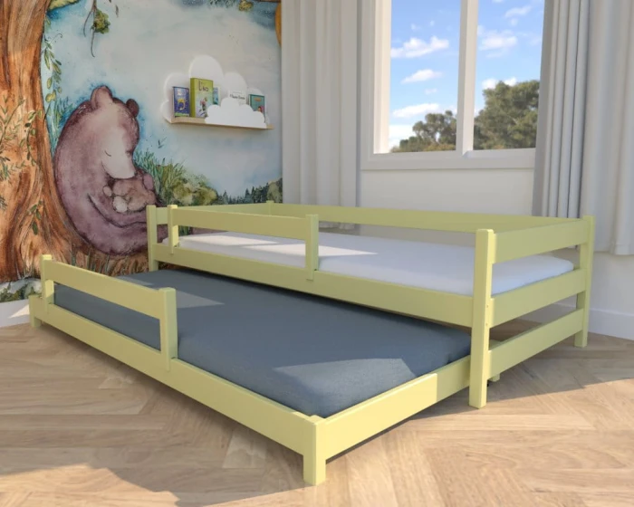 Łóżko rozsuwane - Maxi LOW PREMIUM kolor pastelowy żółty