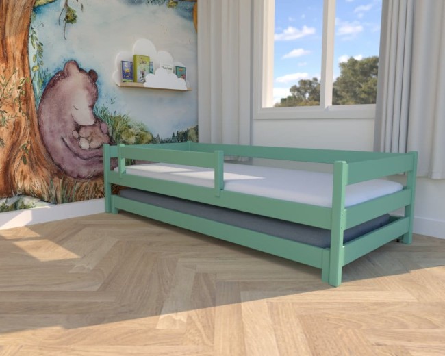 łóżko dla dzieci Maxi Low, niskie miętowe  łóżko dla dwulatka,drewniane łóżko od producenta VAlor Meble,nowoczesne łóżko rozsuwane dwuosobowe.jpg