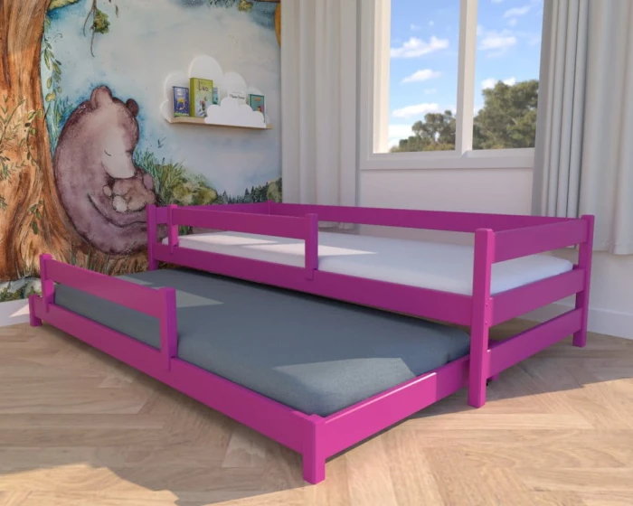 Łóżko rozsuwane - Maxi LOW PREMIUM kolor różowy