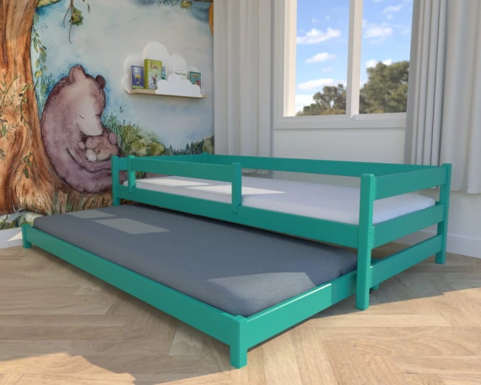 Łóżko rozsuwane - Maxi LOW PREMIUM kolor turkusowy